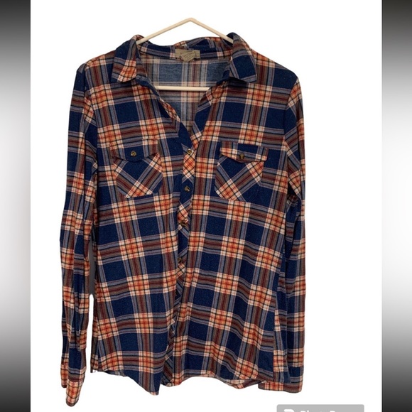 Plaid Button-Up Shirt - Blue and Red - Picture 1 of 4